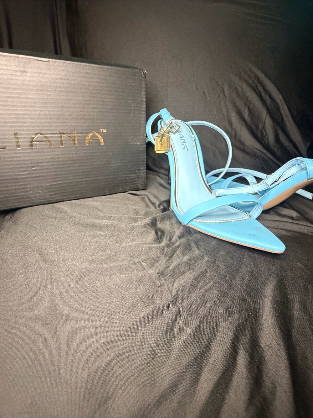 Mariana Light Blue Strappy Pointed Toe Stiletto Heels